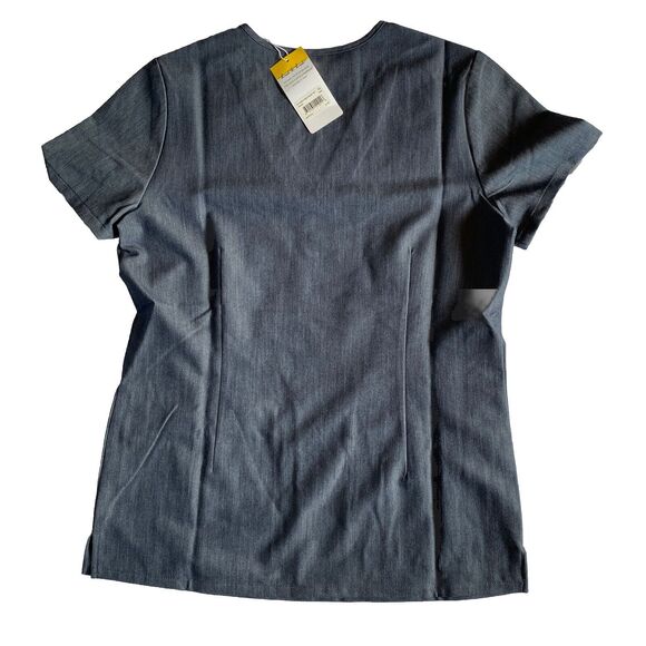 Figs Technical Collection Casma 3 Pocket Scrub Top Chambray Blue Women XS V-Neck - Picture 2 of 11